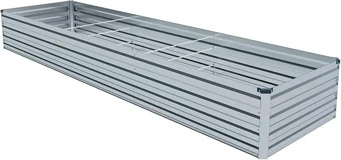 12x4x1.5FT Galvanized Raised Garden Beds Kit Large Outdoor Metal Gardening Planter Box for Vegetable Elevated Flower Herbs, Silver by GreenHaven Gardens