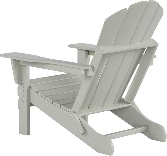 WO Home Furniture Adirondack Chairs Table Set of 3 PCS Outdoor Folding Chairs Coffee Table Weather/UV Resistant for Lawn, Garden, Bon Fire, Balcony (Sand) by GreenHaven Gardens