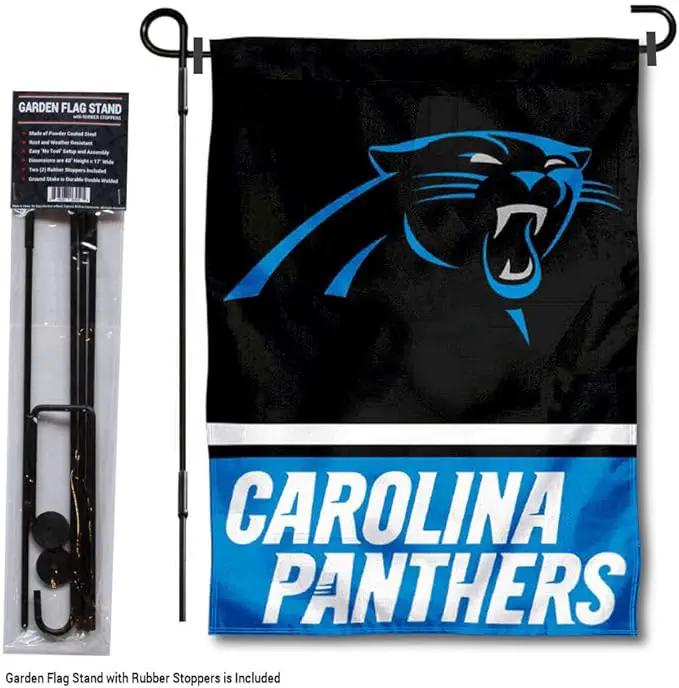 WinCraft Carolina Panthers Garden Flag with Stand Holder by GreenHaven Gardens