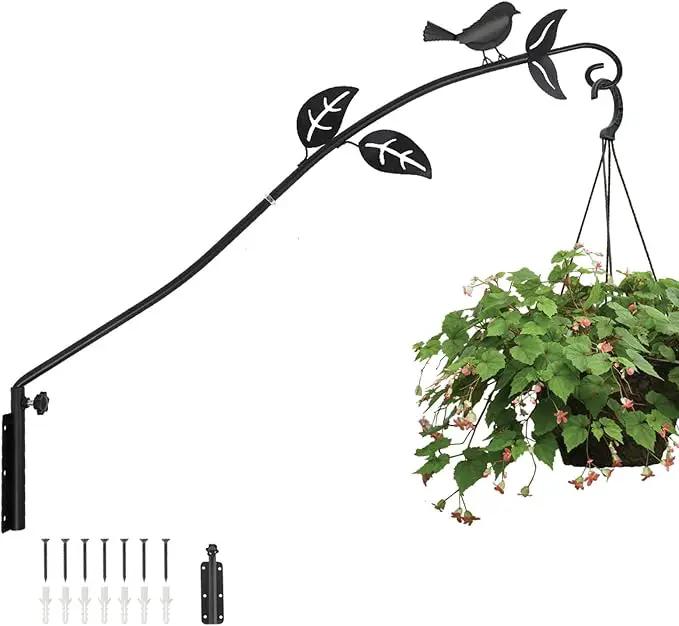 MorTime Extended Reach Wall Mounted Deck Hook, 26.5 Inches Multidirectional Heavy Duty Metal Bird Wall Bracket Wall Mounted Pole for Outdoor Lanterns Wind Chimes Bird Feeders by GreenHaven Gardens