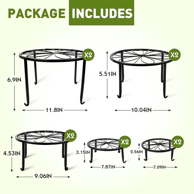 ESRICH 10Pack Plant Stand, Metal Plant Stands for Outdoor Indoor Plants, Heavy Duty Plant Stands for Multiple Plant, Anti-Rust Iron Plant Pot Shelffor Planter, Potted Plant Holder for Garden Home by GreenHaven Gardens