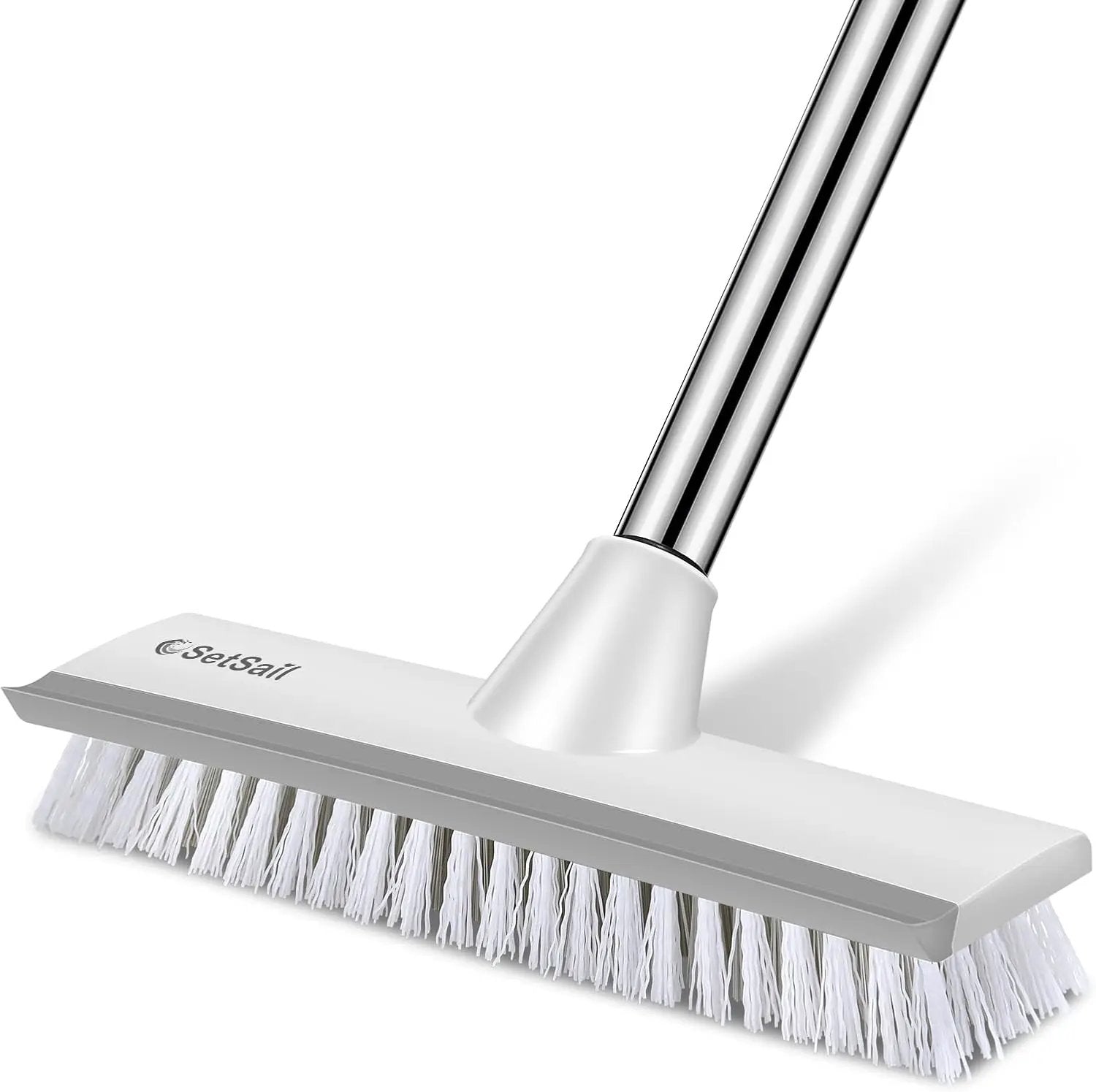 SetSail Floor Scrub Brush with 51-Inch Long Adjustable Handle 2 in 1 Scrape Brush Stiff Bristle Floor Scrubber for Cleaning Shower Bathroom Garage Kitchen Wall Deck Tub Tile,White by GreenHaven Gardens
