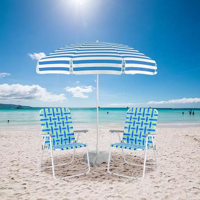 VINGLI Patio Lawn Webbed Folding Chairs Outdoor Beach Portable Camping Chair for Yard, Garden (4, Blue, Oversized) by GreenHaven Gardens