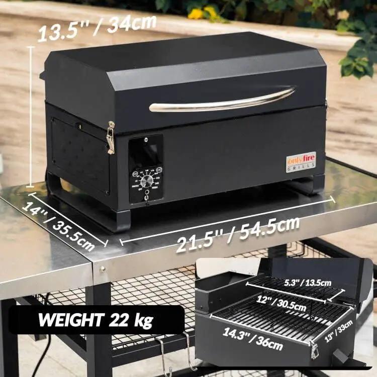 Onlyfire BBQ Wood Pellet Grill Smoker with Meat Probe, 2 Tiers Cooking Area, Portable Tabletop Grilling Stove for Outdoor Kitchen Cooking Smoke and Roast, RV Camping, Black GS314 by GreenHaven Gardens