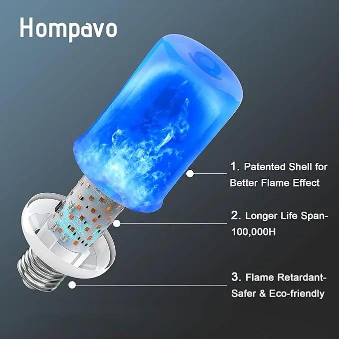 Hompavo 【Upgraded】 LED Flame Light Bulbs, Purple Flickering Light Bulbs with Upside Down Effect, E26/E27 Flame Bulb for Halloween Christmas Party Indoor and Outdoor Home Decoration (4 Pack) by GreenHaven Gardens