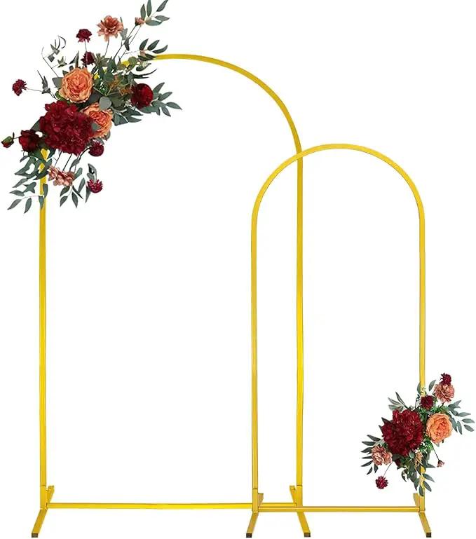 Gold Metal Arch Backdrop Stand 2 Set 7.2FT, 6FT Wedding Arch Stand Arched Door Frame for Birthday Party Baby Shower Ceremony Indoor Outdoor Celebration Decor (7.2FT, 6FT) by GreenHaven Gardens