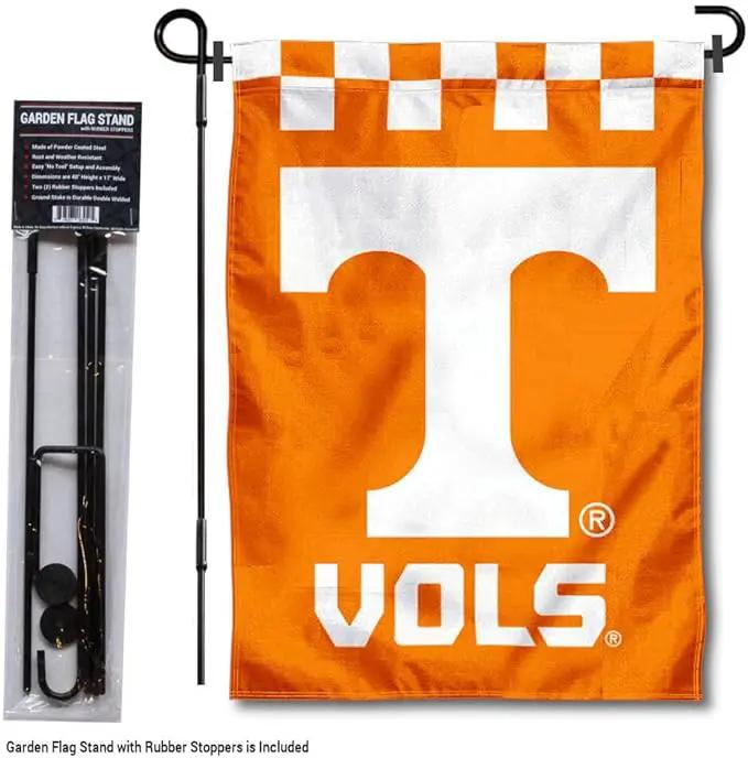 College Flags & Banners Co. Tennessee Volunteers Checkerboard Garden Flag with Stand Holder by GreenHaven Gardens