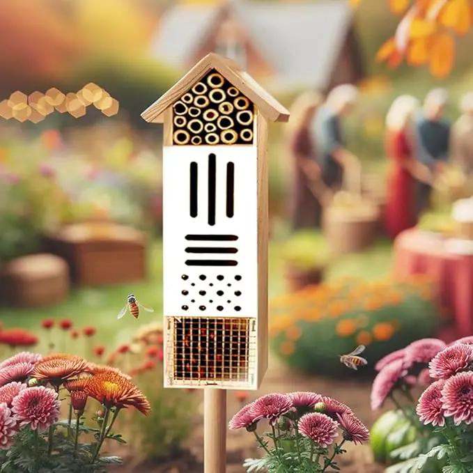 Wooden Insect House, Insect Hotel for Bugs, Bees, Butterflys, Ladybirds, Natural Beneficial Insect Habitat for Garden and Yard by GreenHaven Gardens