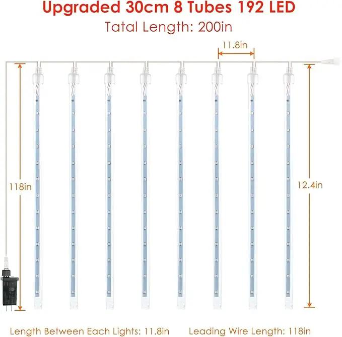 EXF 2-Pack Meteor Shower Lights Outdoor Waterproof, Rain Drop Christmas Light Total 384 LED 30cm 16 Tubes Snow Cascading String Lights Plug in for Xmas Tree Wedding Party Garden Décor (Red and Green) by GreenHaven Gardens