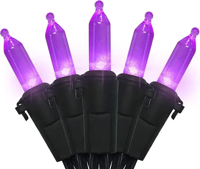 MULTI-SPARKING Purple LED Halloween Lights - 100 Count Purple Christmas String Lights for Tree, Party, Holiday, Indoor and Outdoor Halloween Decorations, 33 Feet Black Wire, UL Certified, Connectable by GreenHaven Gardens
