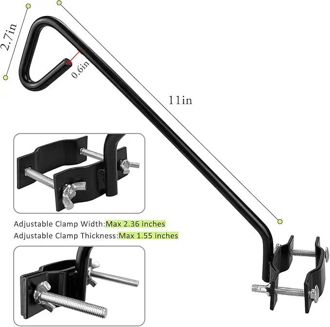 2 Packs 11 inches Fence Deck Hook Rail Hook Hanging Hook Mounting Kit Heavy Duty Bird Feeder Hook Decorative Hook Hanger for Bird Feeders Planters Suet Baskets Lanterns on Balcony Porch Railing Fence by GreenHaven Gardens