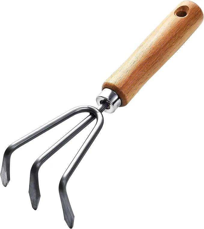 Garden Helper Hand Cultivator Garden Tool 3 Claw for Planting, Garden Hand Rake Japanese Stainless Steel, Wooden Handle, Made in Japan by GreenHaven Gardens