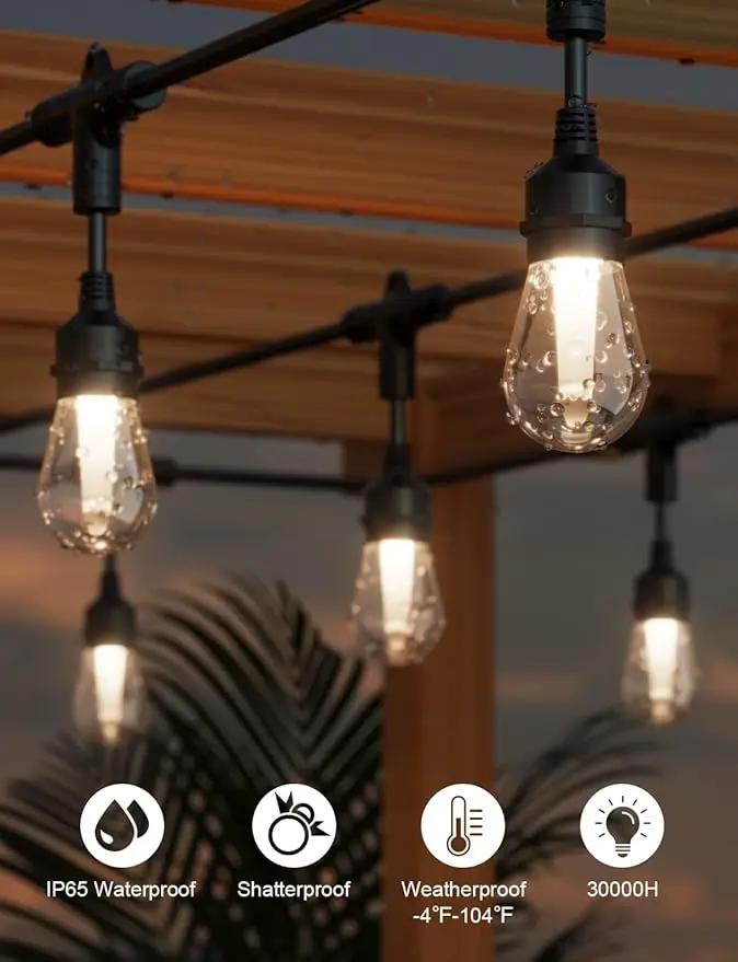 XMCOSY+ Smart Outdoor String Lights, 123Ft Patio Lights Waterproof, App Control, Compatible with Alexa, RGBCWIC Color Changing LED String Light for Outside by GreenHaven Gardens
