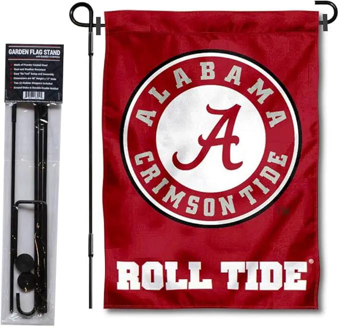 College Flags & Banners Co. Alabama Crimson Tide Garden Flag with Stand Holder by GreenHaven Gardens