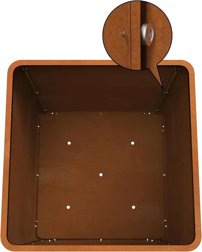 Corten Steel Planter Box 24" L x 24" W x 24" H,Large Metal Square Planter for Outdoor Plants,Metal Cube Flower Pot with Drainage Hole for Porch Hotel Patio Yard by GreenHaven Gardens