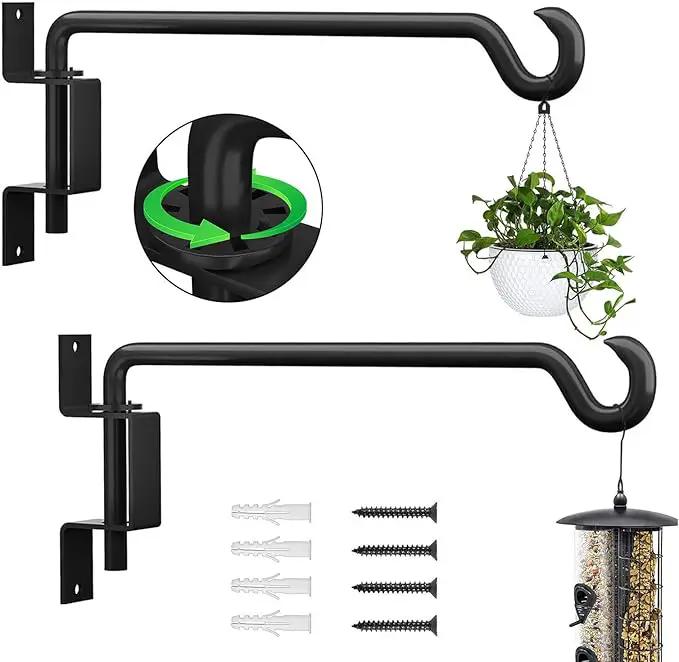 10 Inch Hanging Plant Holder, Wall Plant Hanger, Plant Hangers Outdoor, Swivel Plant Hanger, for Outdoor Hanging Bird Feeders, Wind Chimes, Plant Baskets, Black by GreenHaven Gardens