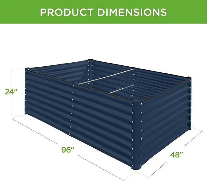 Best Choice Products 8x4x2ft Outdoor Metal Raised Garden Bed, Deep Root Planter Box for Vegetables, Flowers, Herbs, and Succulents w/ 478 Gallon Capacity - Navy by GreenHaven Gardens