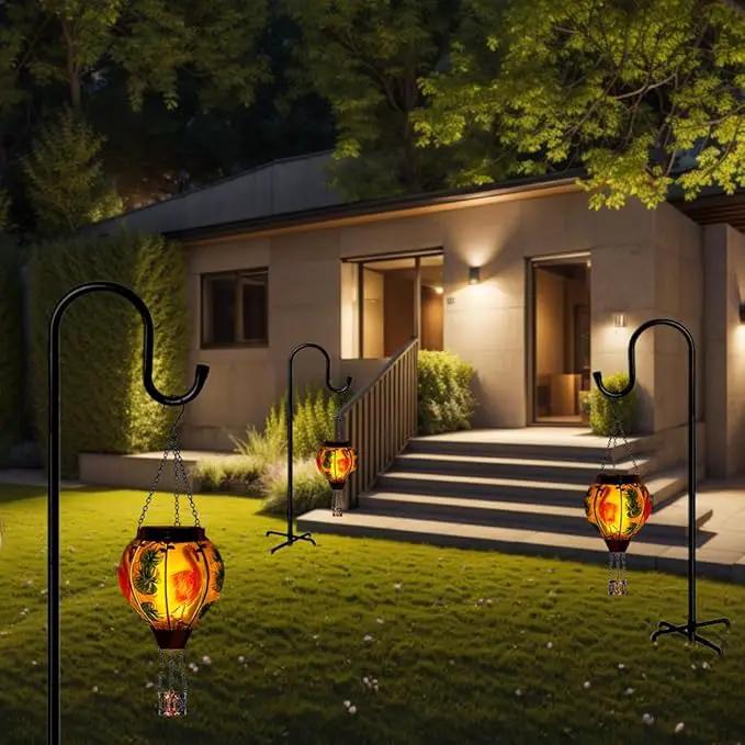Starsoul Flamingo Hot Air Balloon Solar Lantern Solar Hot Air Balloon Flickering Flame Hanging Garden Light Metal & Glass Waterproof Lanterns for Yard Patio Farmhouse Decoration by GreenHaven Gardens