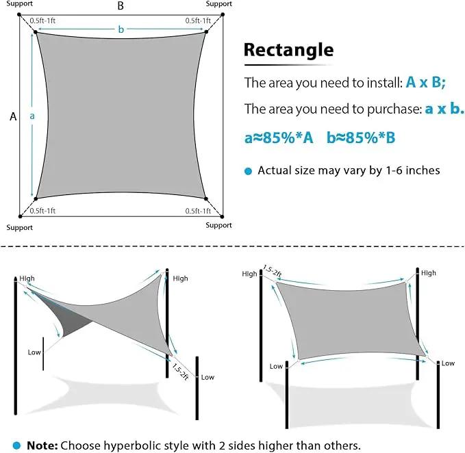 Amagenix Sun Shade Sail 8'X16'Curved Edge Outdoor Shade Canopy Dark Grey Breathable 95% UV Block Shade Cloth for Patio Garden Backyard (We Make Custom Size) by GreenHaven Gardens