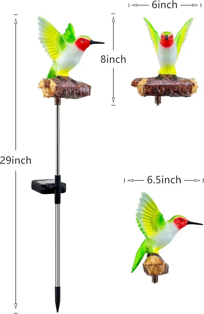 Birdsong Hummingbird Garden Decor Statues Stake Figurine Solar Lights for Outside Lawn Yard Porch Patio Flowerbed Christmas Decorations Outdoor for Moms Birthday (Green Hummingbird) by GreenHaven Gardens