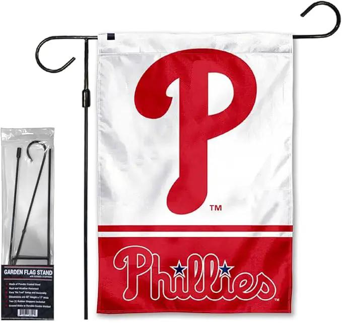 WinCraft Phillies Garden Flag with Stand Holder Flagpole by GreenHaven Gardens