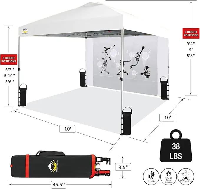 CROWN SHADES 10x10 Pop Up Canopy Tent with Game Netting - Beach Tent with One Push Setup - Outdoor Sun Shade for Events, Parties, Camping with STO-N-Go Cover Bag, Silver Coated Top, White by GreenHaven Gardens