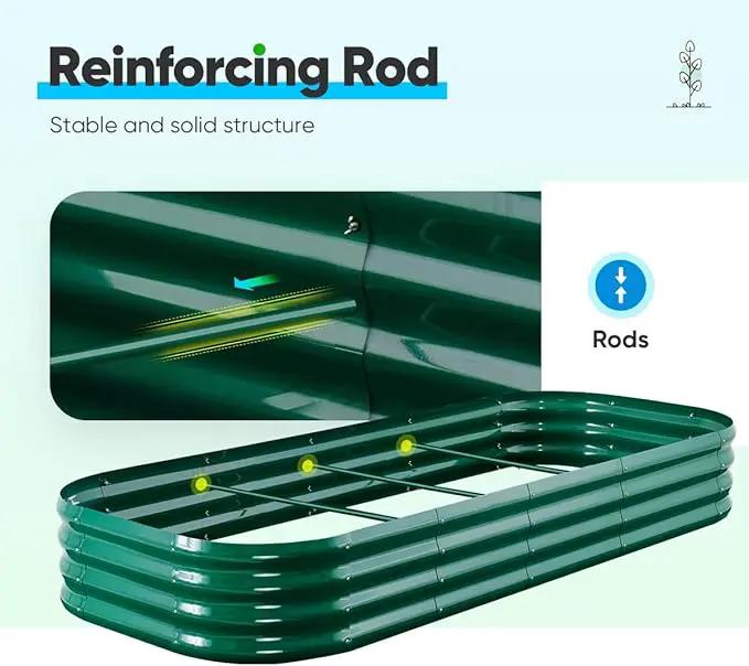 Quictent Raised Garden Bed Kit Oval Galvanized Metal Planter Box for Vegetables Outdoor Backyard, Rubber Strip Edging Included, Dark Green 6x3x2 ft by GreenHaven Gardens