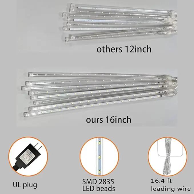 Christmas Lights, 16 Inch/40cm Meteor Shower Lights, Xmas Decorations for Outside Yard Party, LED Icicle Christmas Light Outdoor for Tree Porch House Holiday, UL Plug, Blue by GreenHaven Gardens