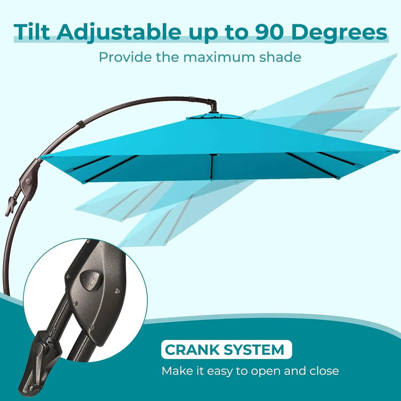 Grand patio Sunbrella 10x10 FT Cantilever Umbrella with Base Included Patio Square Aluminum Offset Umbrellas for Outdoor Pool (Aruba, 10X10 FT-SUNBRELLA) by GreenHaven Gardens