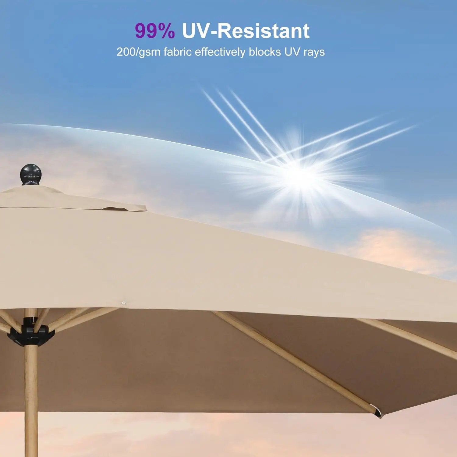 PURPLE LEAF 10' x 10' Square Patio Umbrella Outdoor Table Umbrella Aluminum Market Umbrella with 8 Sturdy Ribs & Crank Outdoor Umbrellas for Garden Deck Patio, Taupe by GreenHaven Gardens