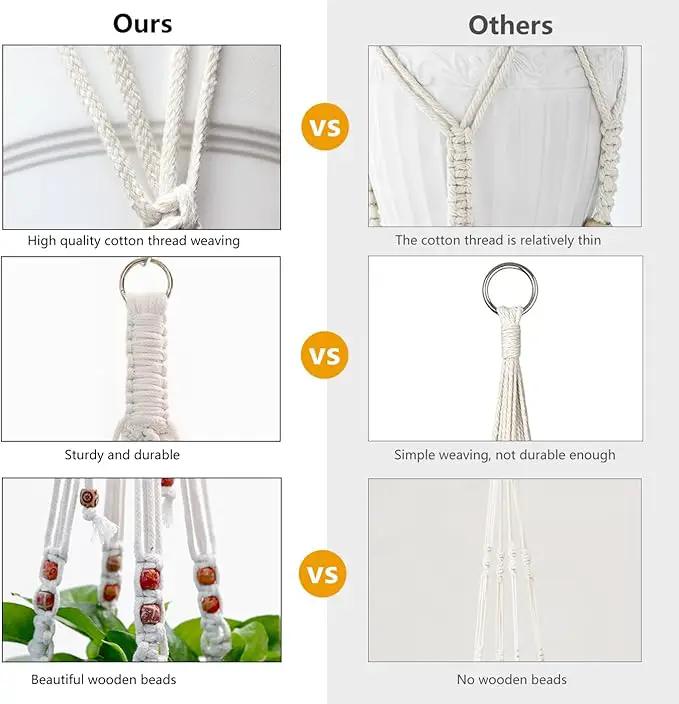 Belit 2 Pack Macrame Plant Hangers Indoor Hanging Planter Basket Decorative Flower Pot Holder Rope for Indoor Outdoor Home Decor by GreenHaven Gardens
