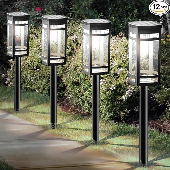 12 Pack Solar Lights Outdoor Waterproof for Garden Pathway Walkway Driveway Yard Lawn Decorative Landscape Lighting. (Cool White Light, 12) by GreenHaven Gardens