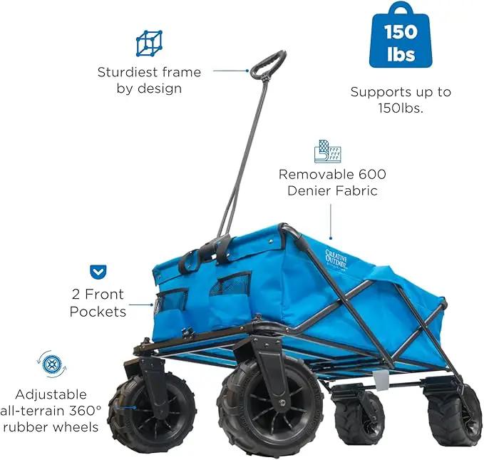 Creative Outdoor Original Folding Wagon All-Terrain Wheels by GreenHaven Gardens