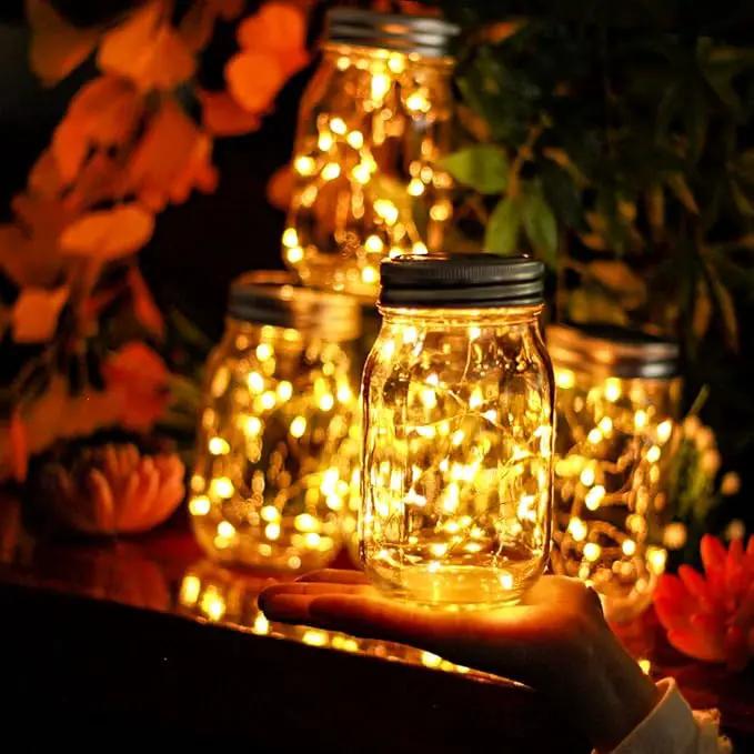Solar Mason Jar Lid Lights 12 Pack 30 LED Firefly Fairy String Lights, Waterproof Outdoor Solar Lights with Hangers for Regular Mouth Jars (No Jars Included) by GreenHaven Gardens