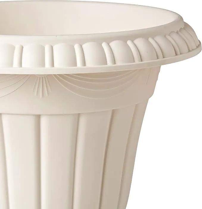 PL00BG Classic Traditional Plastic Urn Planter Indoor/Outdoor, 16" x 18", Beige by GreenHaven Gardens