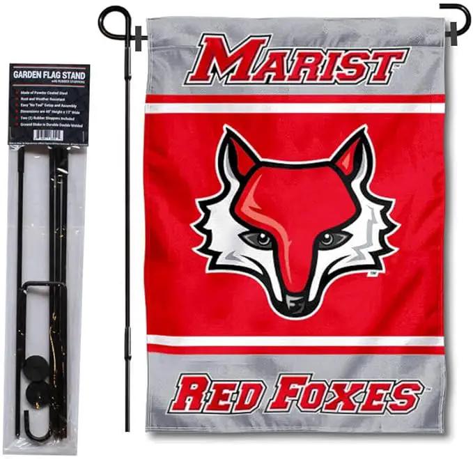 College Flags & Banners Co. Marist Red Foxes Garden Flag with Stand Holder by GreenHaven Gardens