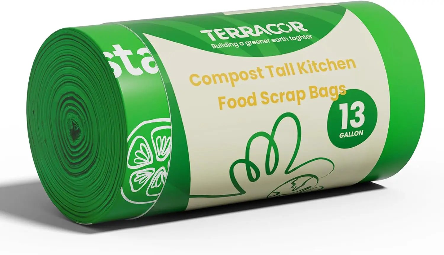 13 Gallon Compostable Trash Bags, 40 Bags Compost Bags for Countertop Bin, Camping Toilet Bags for Portable Toilet, BPI Certified and Meet The ASTM D6400 Standard by GreenHaven Gardens