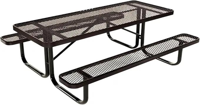 Coated Outdoor Furniture Heavy-Duty Portable Outdoor Kids Table, Expanded Metal Kids Picnic Table, Commercial-Grade Picnic Table, Made in America (6ft Rectangular, Childrens, Brown) by GreenHaven Gardens