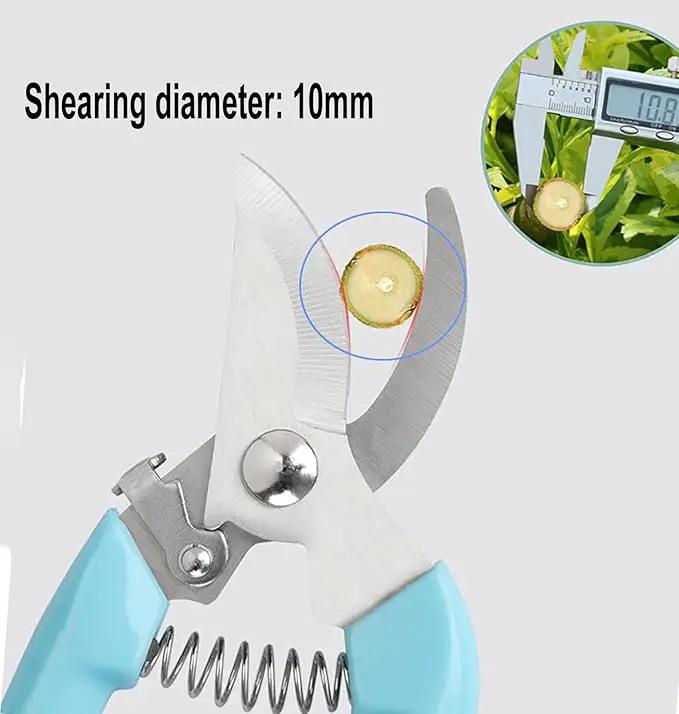 2pcs Garden Flower Shears Pruning Shears 6.9 inches Scissors Heavy Duty Plant Scissors for Cutting Flowers, Trimming Plants, Bonsai, Fruits Picking (Blue Handle 2pcs) by GreenHaven Gardens