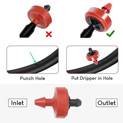 0.5 GPH Pressure Compensating Junior (PCJ) with Barb Outlet Dripper Emitters (250) by GreenHaven Gardens