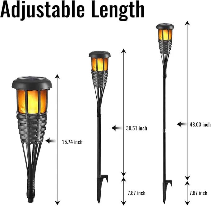 Solar Torch Light with Flickering Flame, 4 Pack Waterproof Bamboo Torches Hand-Woven Rattan Solar Tiki Torches for Outside Patio Yard Garden Lawn (Black-4 Pack) by GreenHaven Gardens