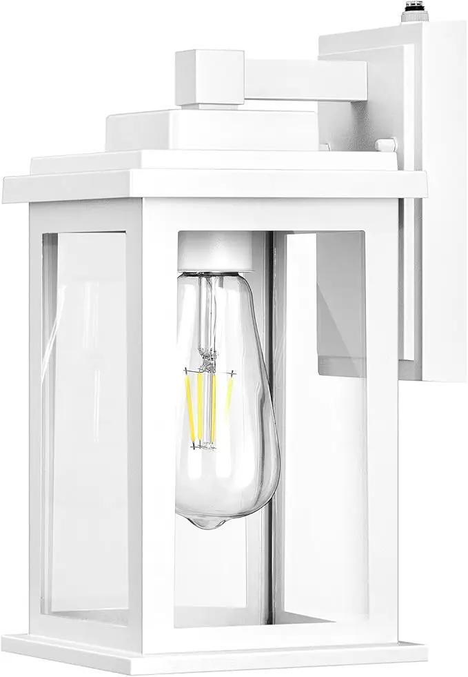 VIANIS White Outdoor Wall Lights, 2 Pack Dusk to Dawn Exterior Lighting Fixtures, Modern Outside Lights for hHouse,Porch, Garage, Doorway Waterproof, Weather Resistant,Hardwired, Non-Solar by GreenHaven Gardens