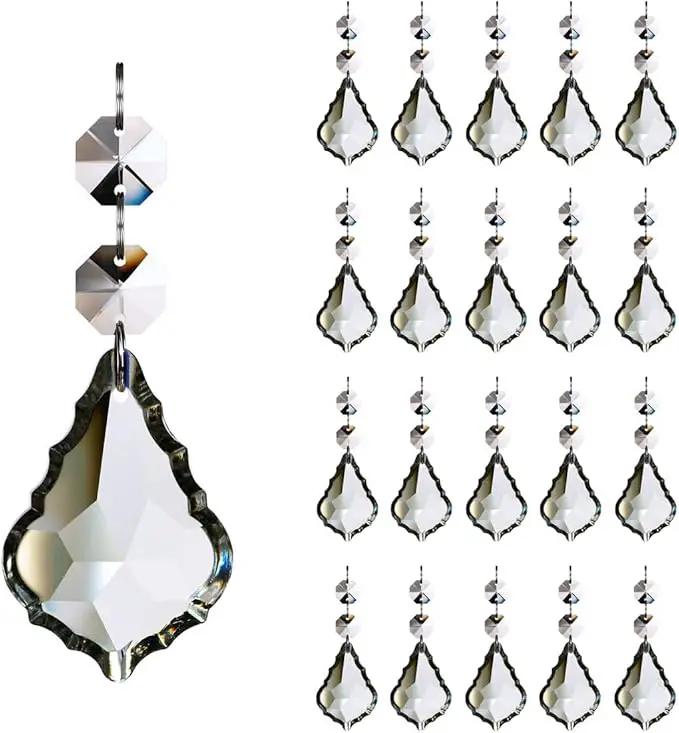 20pcs Crystal Chandelier Maple Leaf Prism Pendant Parts, 50mm Hanging Crystals Beads for Chandelier Wedding Decoration Clear by GreenHaven Gardens