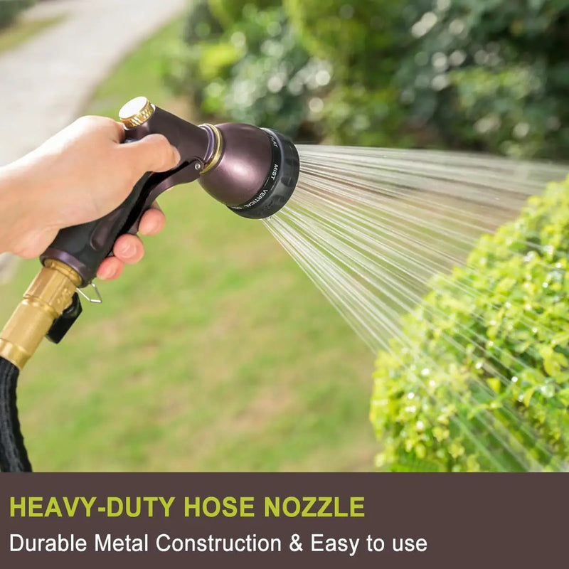FANHAO Heavy Duty Garden Hose Nozzle, 100% Metal Water Nozzle with 8 Adjustable Spray Patterns, High Pressure Hose Sprayer with Non-Slip Grip for Watering Plants & Lawns, Washing Cars & Pets -Bronze by GreenHaven Gardens