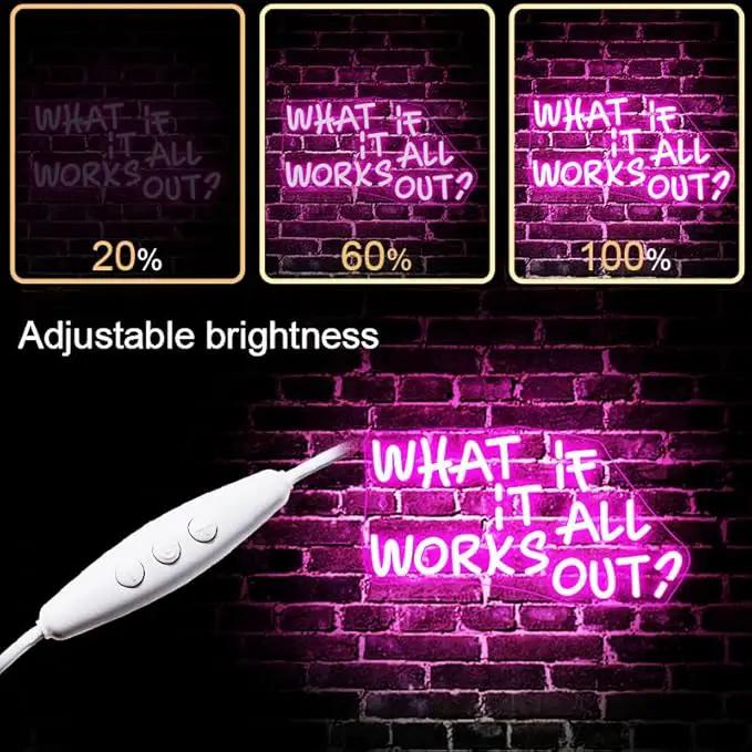 WLHOPE What If It All Works Out Neon Sign Pink Neon Signs for Wall Decor Dimmable Neon Lights LED Sign for Bedroom,Living Room,Bar,Party,Christmas,Birthday Gift by GreenHaven Gardens