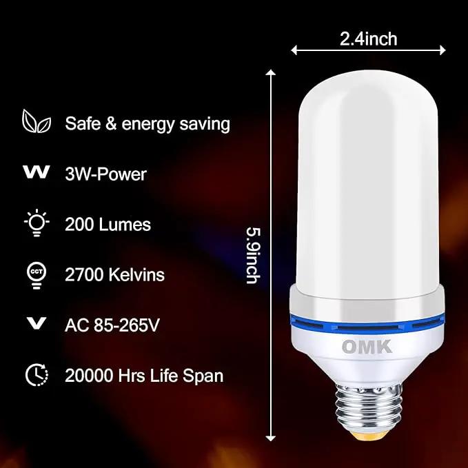 OMK 4 Pack Green Light Bulbs, Christmas Flame LED Light Bulbs Decorations Flickering/Breathing/Ligting/Gravity 4 Modes Flame Bulb for Bars Hotel Yard Porch Party Outdoor Decorative Holiday Gifts by GreenHaven Gardens
