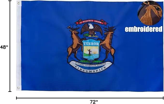 TOPFLAGS Michigan State Flag 4x6 Outdoor MI Flags Double Sided Embroidered Longest Lasting Heavy Duty Polyester Stronger Brass Grommets 4 Stitched Hemming Perfect for Outside by GreenHaven Gardens