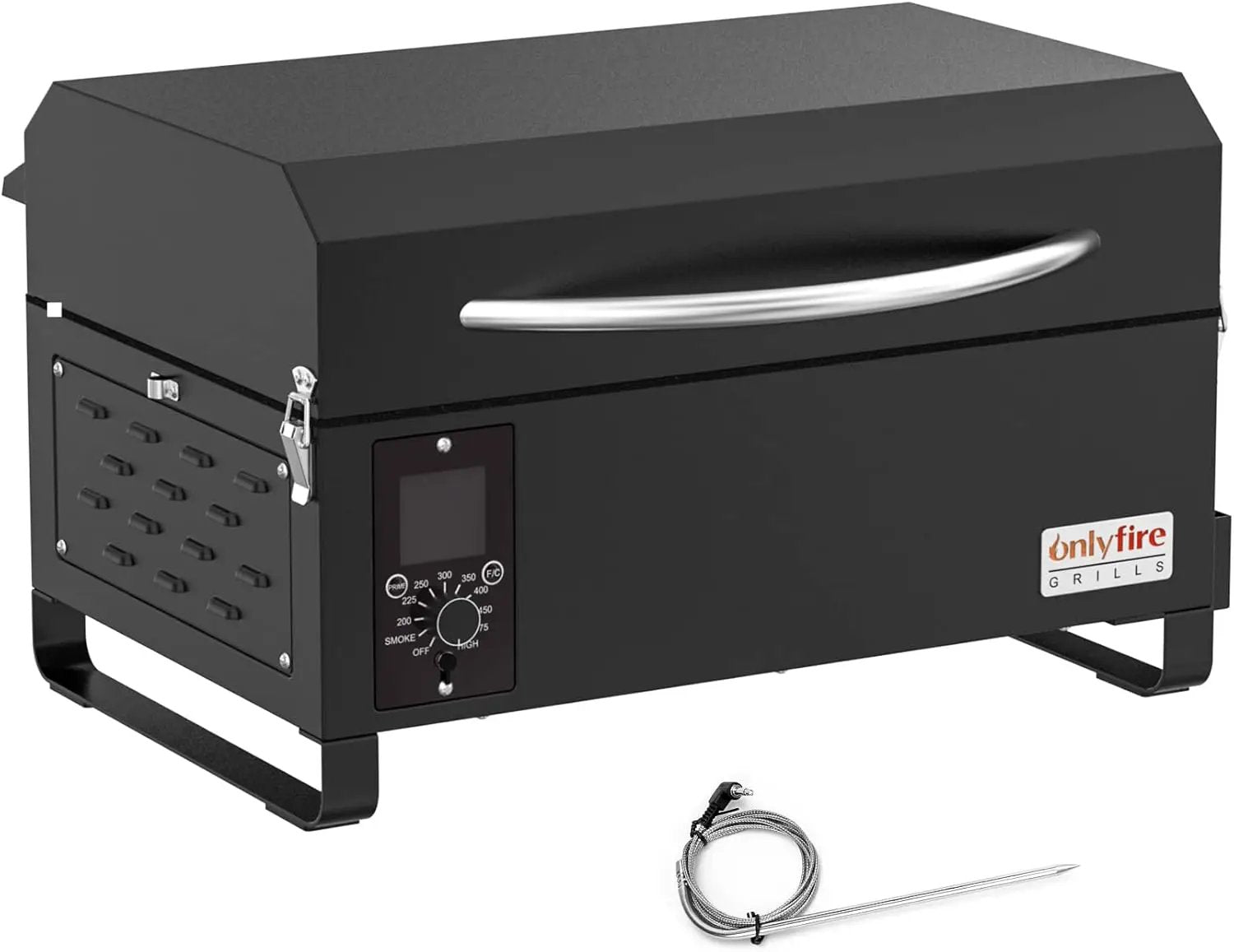 Onlyfire BBQ Wood Pellet Grill Smoker with Meat Probe, 2 Tiers Cooking Area, Portable Tabletop Grilling Stove for Outdoor Kitchen Cooking Smoke and Roast, RV Camping, Black GS314 by GreenHaven Gardens