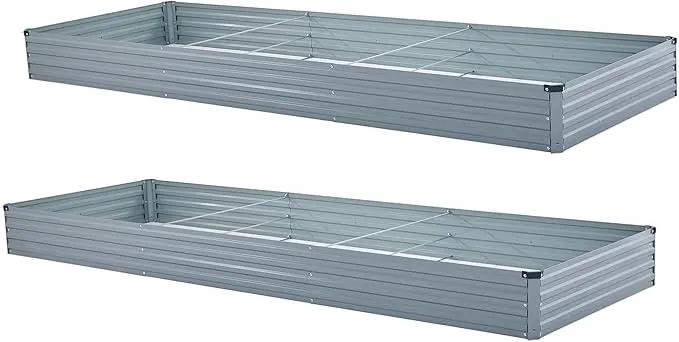 12x4x1ft(2 Pack) Galvanized Raised Garden Bed,Outdoor Planter Box Metal Patio Kit Planting Bed for Vegetables Flowers Herb,Grey by GreenHaven Gardens