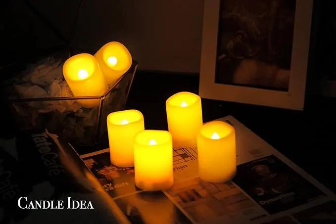 6 PCS Led Flickering Flameless Votive Tea Lights Candles with Remote Control Battery Operated/Electric Outdoor Tealights Timer Candle for Christmas,Xmas Decorations (Batteries Included) 200Hours by GreenHaven Gardens